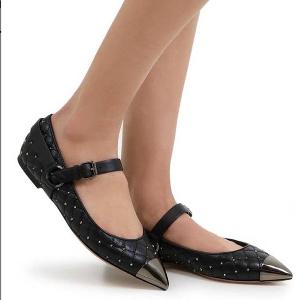 Valentino Garavani Studded Mary Jane Cap Toe Ballet Flats size 39.5